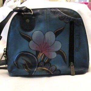 Anuschka Denim Paisley Floral Small Multi Compartment Zip-Around Organizer 8109